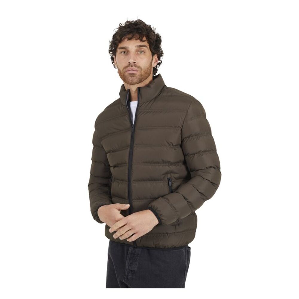Brave Soul Mens Marley Quilted Funnel Neck Jacket / Brown